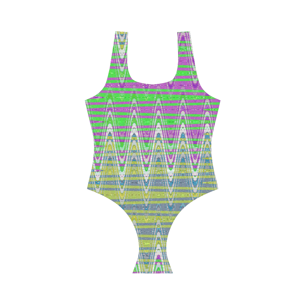 Colorful Waves Vest One Piece Swimsuit (Model S04)