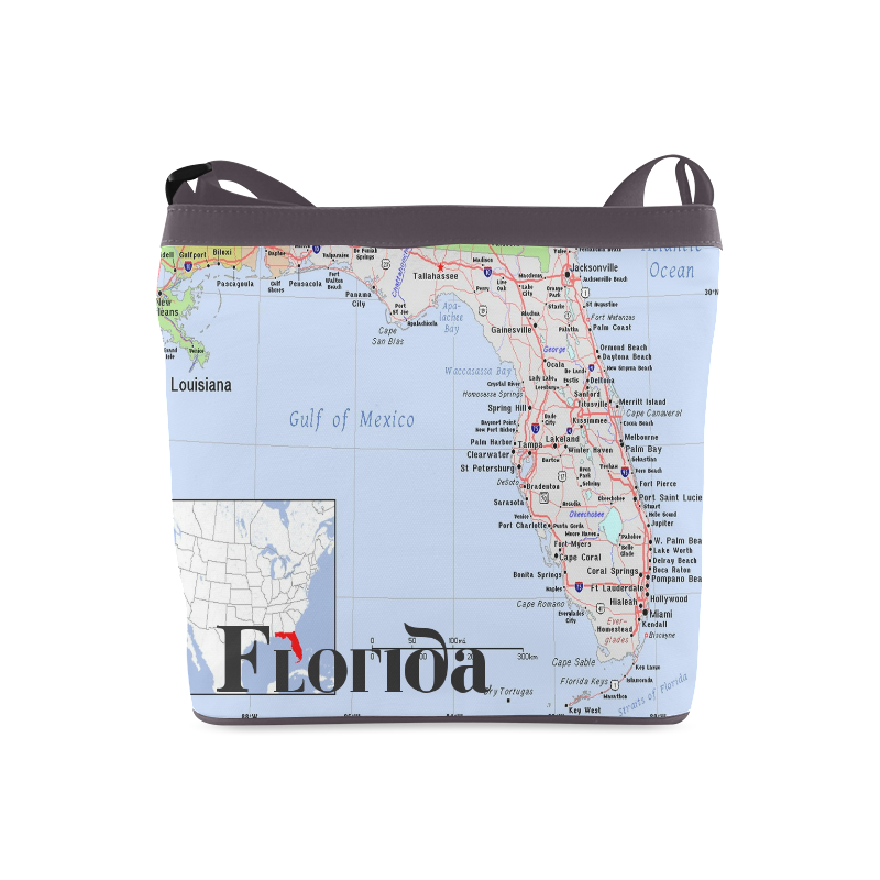 Florida modern Map Crossbody Bags (Model 1613)