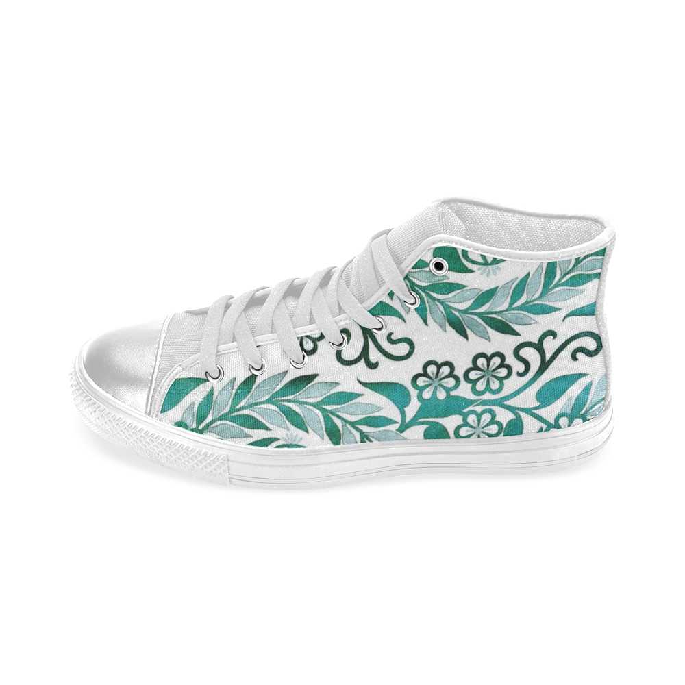 Vintage Floral Embroidery Women's Classic High Top Canvas Shoes (Model 017)