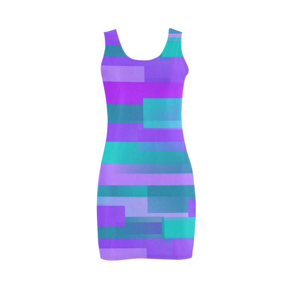 Purple and Teal Blocks Medea Vest Dress (Model D06)