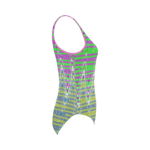 Colorful Waves Vest One Piece Swimsuit (Model S04)