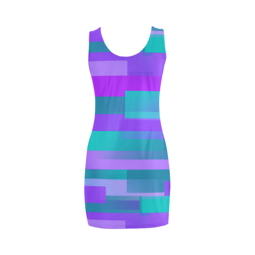 Purple and Teal Blocks Medea Vest Dress (Model D06)
