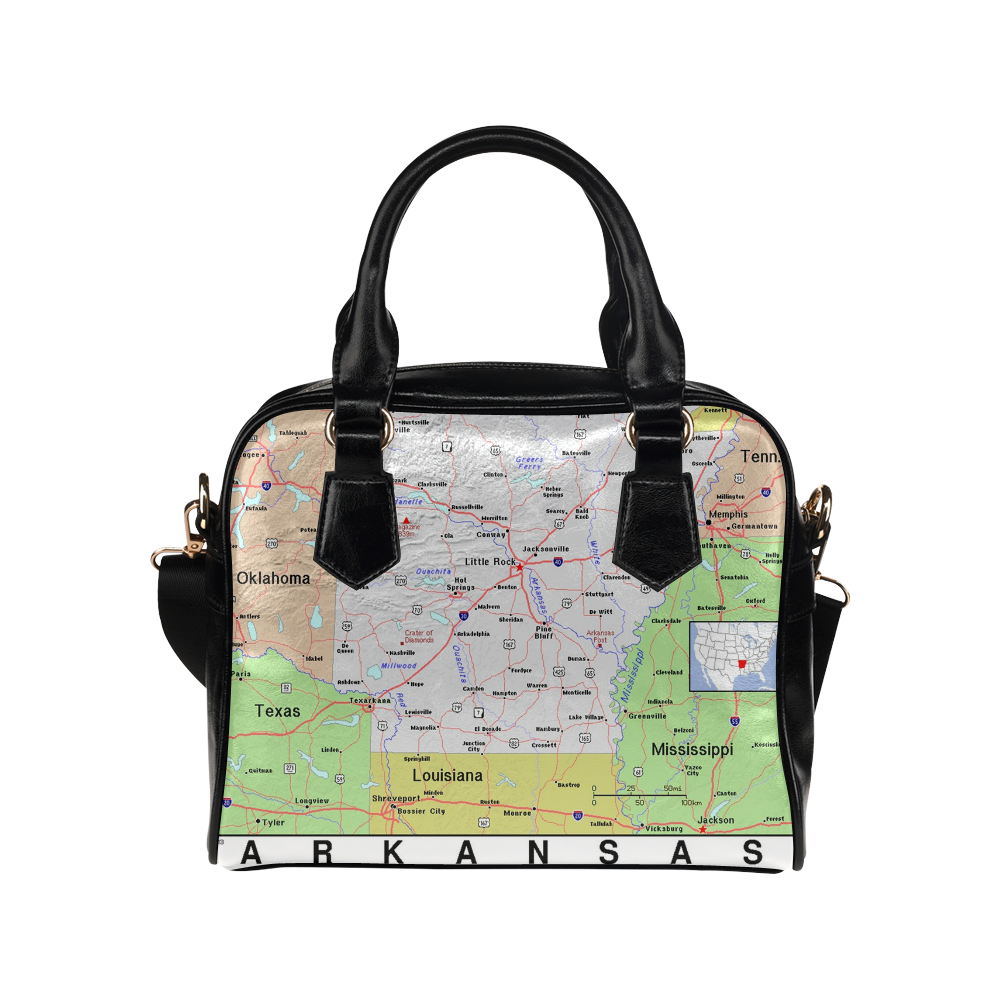 Arkansas State Modern Map Shoulder Handbag (Model 1634)