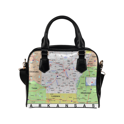 Arkansas State Modern Map Shoulder Handbag (Model 1634)