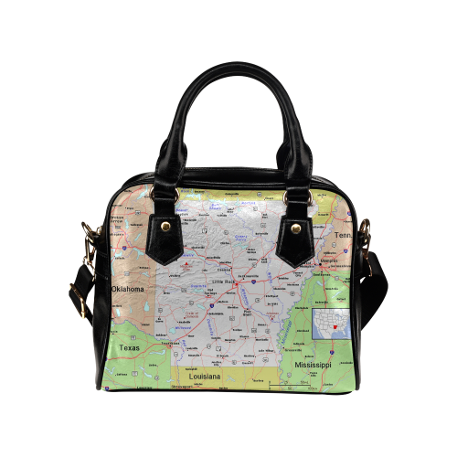 Arkansas State Modern Map Shoulder Handbag (Model 1634)