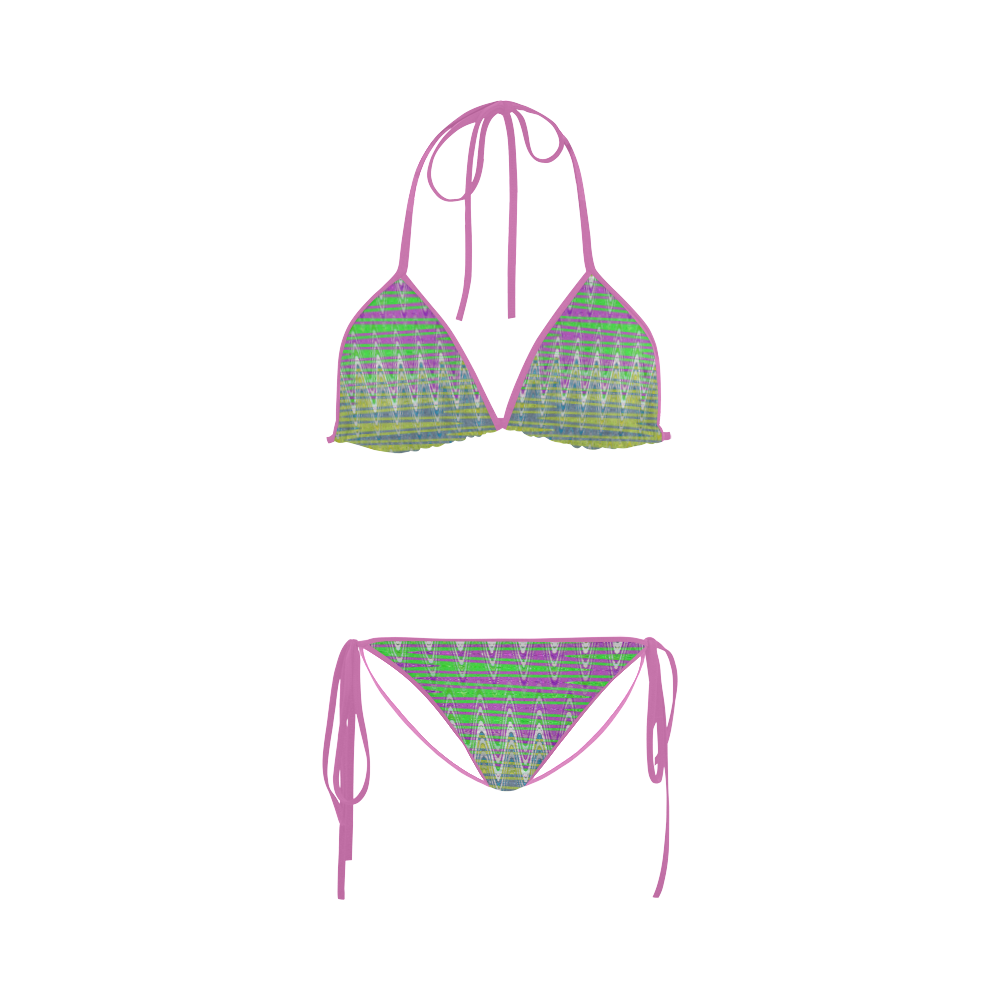 Colorful Waves Custom Bikini Swimsuit