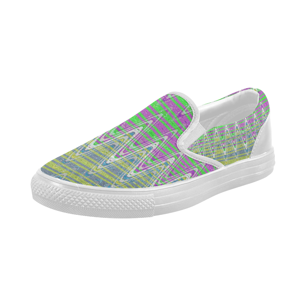 Colorful Waves Women's Slip-on Canvas Shoes (Model 019)