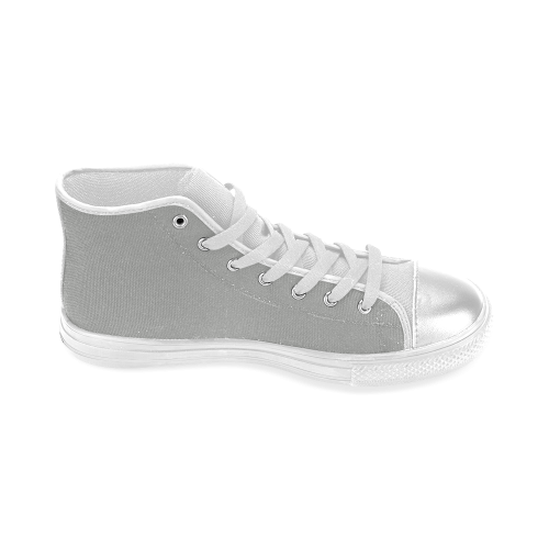 Silver Women's Classic High Top Canvas Shoes (Model 017)