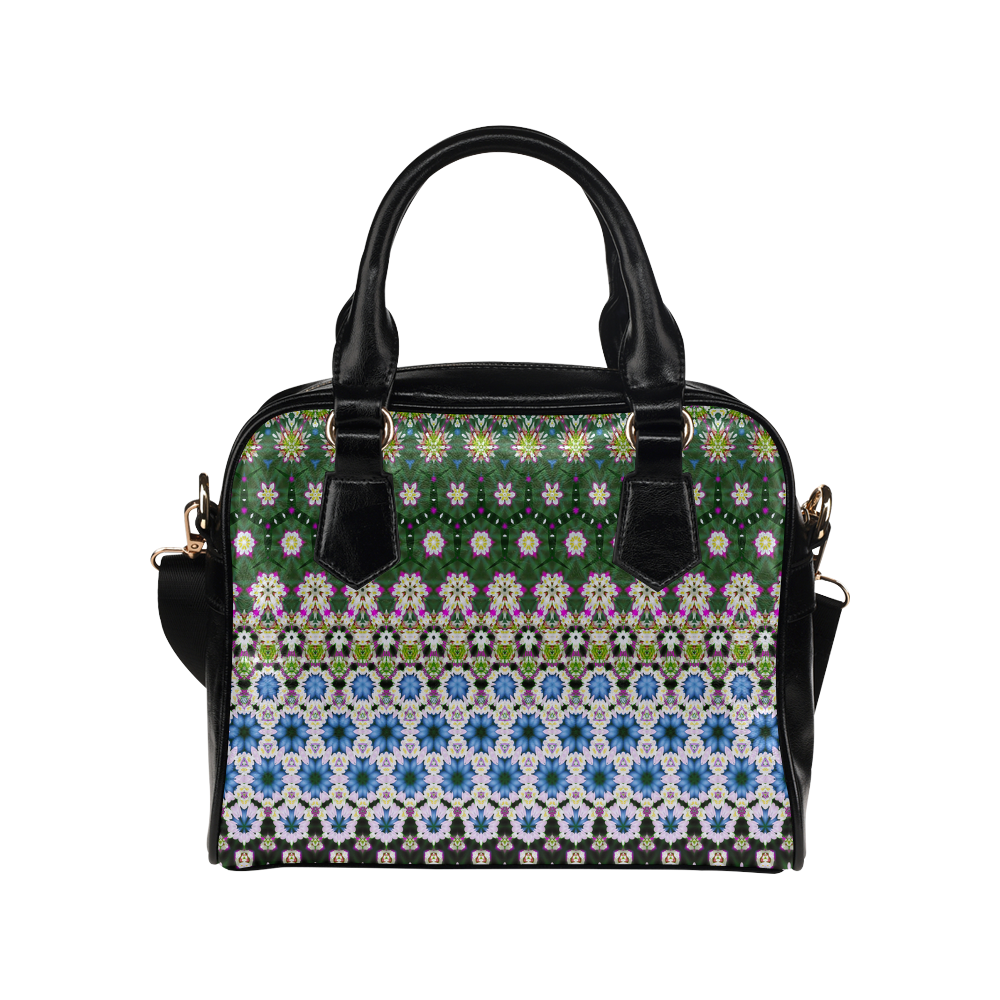 Abstract Ethnic Floral Stripe Pattern Countrystyle Shoulder Handbag (Model 1634)
