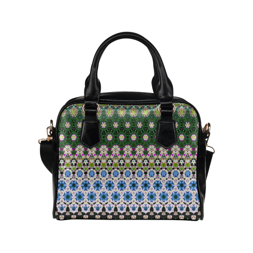 Abstract Ethnic Floral Stripe Pattern Countrystyle Shoulder Handbag (Model 1634)