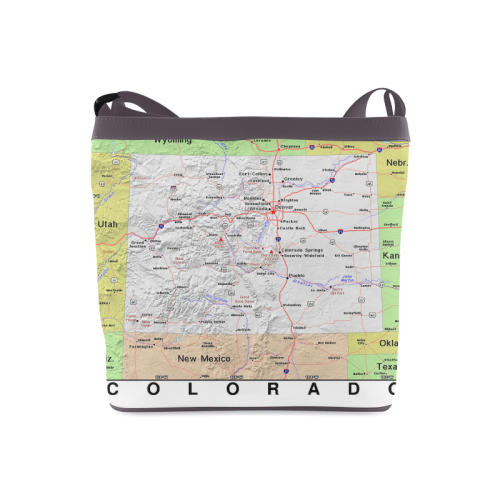 Colorado Cities And State Map Crossbody Bags (Model 1613)