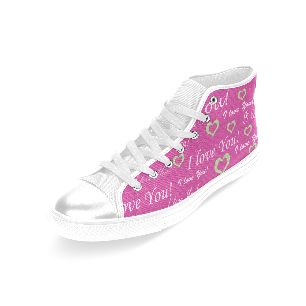 I Love You Women's Classic High Top Canvas Shoes (Model 017)
