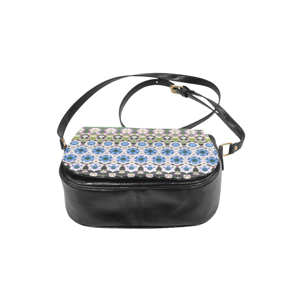 Abstract Ethnic Floral Stripe Pattern Countrystyle Classic Saddle Bag/Large (Model 1648)