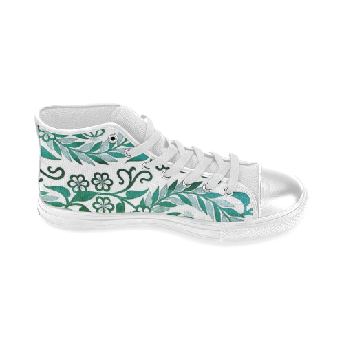 Vintage Floral Embroidery Women's Classic High Top Canvas Shoes (Model 017)