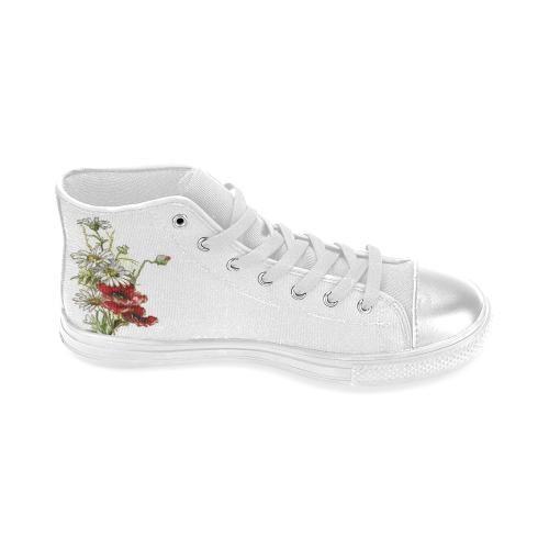 Vintage Floral Daisies Poppies Women's Classic High Top Canvas Shoes (Model 017)