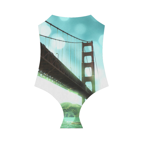 Green Bokeh Golden Gate Bridge Strap Swimsuit ( Model S05)