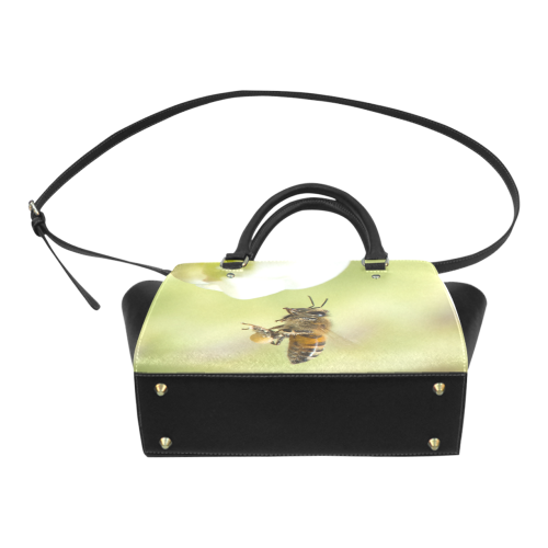 Macro of Bee in Flight Classic Shoulder Handbag (Model 1653)