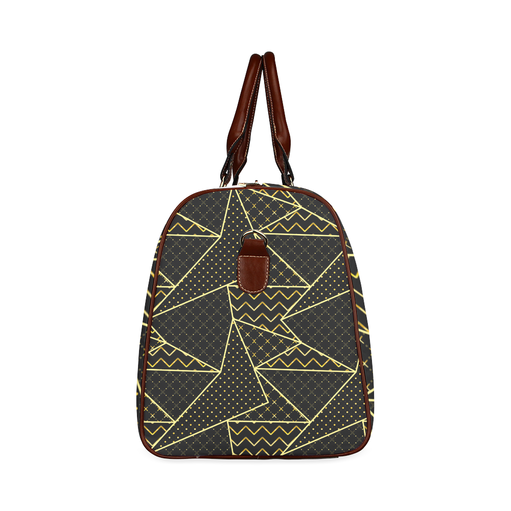 Golden Quilted Pattern Waterproof Travel Bag/Large (Model 1639)