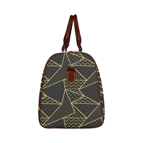 Golden Quilted Pattern Waterproof Travel Bag/Large (Model 1639)