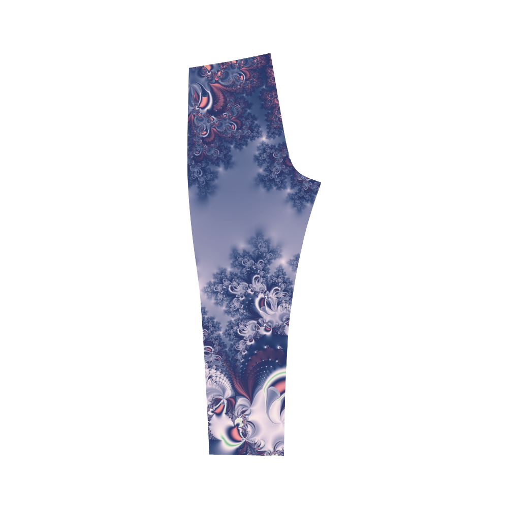 Purple Frost Fractal Capri Leggings Capri Legging (Model L02)