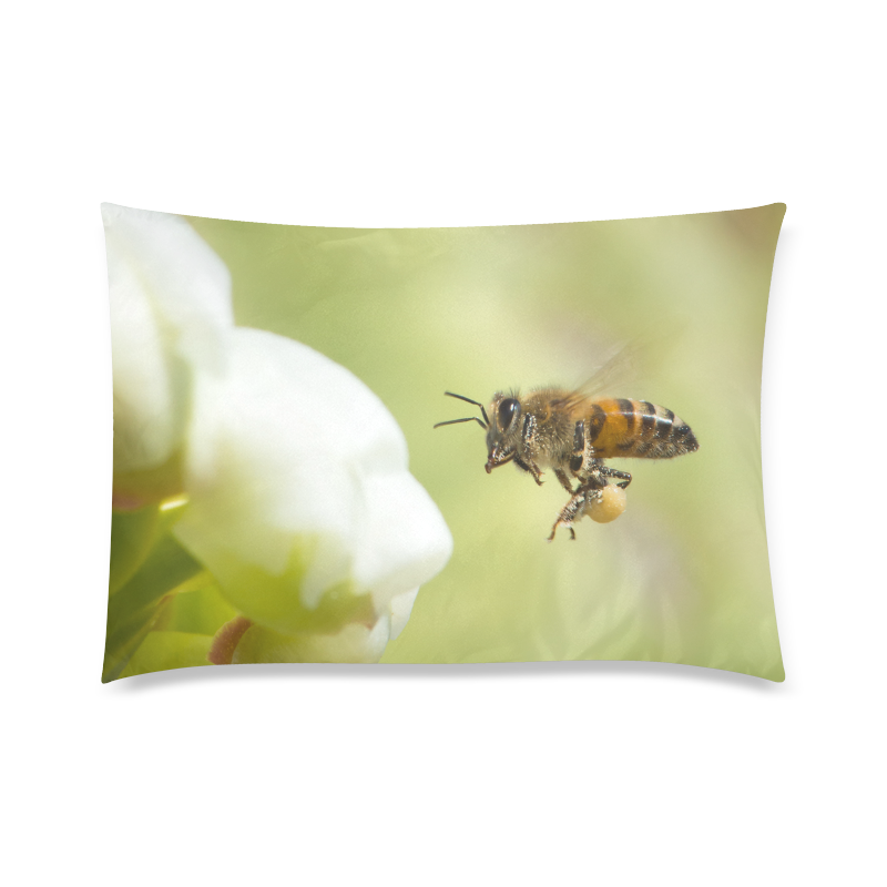 Macro of Bee in Flight Custom Zippered Pillow Case 20"x30" (one side)