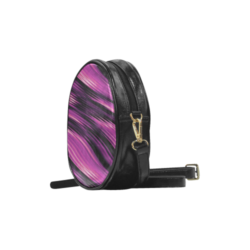 Purple Pink Black Wave Round Sling Bag (Model 1647)