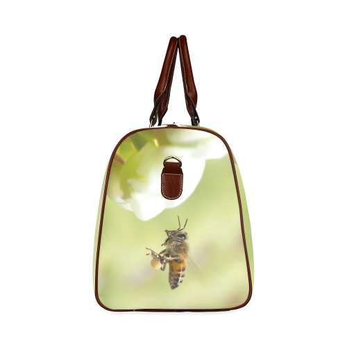 Macro of Bee in Flight Waterproof Travel Bag/Small (Model 1639)
