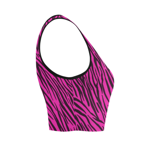 Hot Pink Zebra Stripes Women's Crop Top (Model T42)