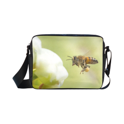 Macro of Bee in Flight Classic Cross-body Nylon Bags (Model 1632)