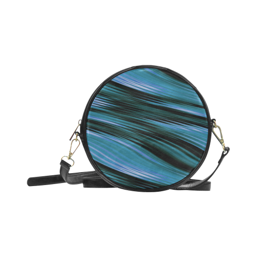 Aqua Blue Black Wave Round Sling Bag (Model 1647)