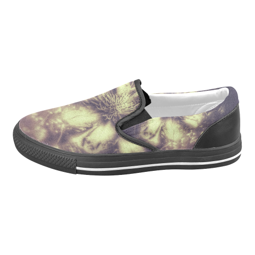 Flower Grey Women's Unusual Slip-on Canvas Shoes (Model 019)