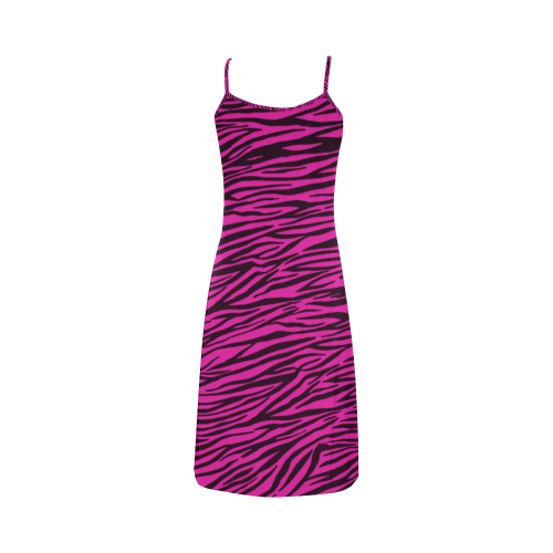 Hot Pink Zebra Stripes Alcestis Slip Dress (Model D05)