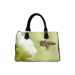 Macro of Bee in Flight Boston Handbag (Model 1621)