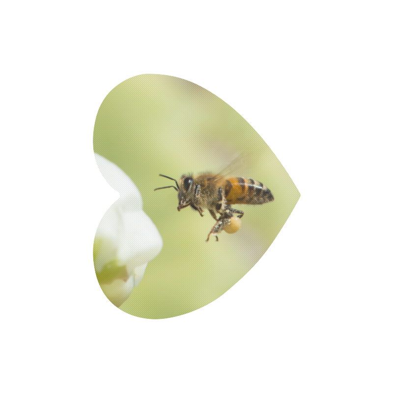 Macro of Bee in Flight Heart-shaped Mousepad