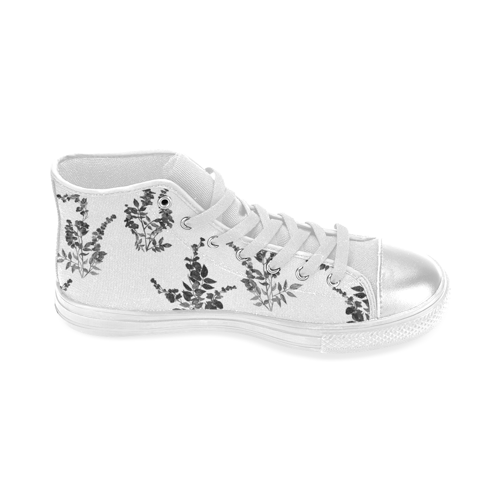 Tiny black flowers Women's Classic High Top Canvas Shoes (Model 017)