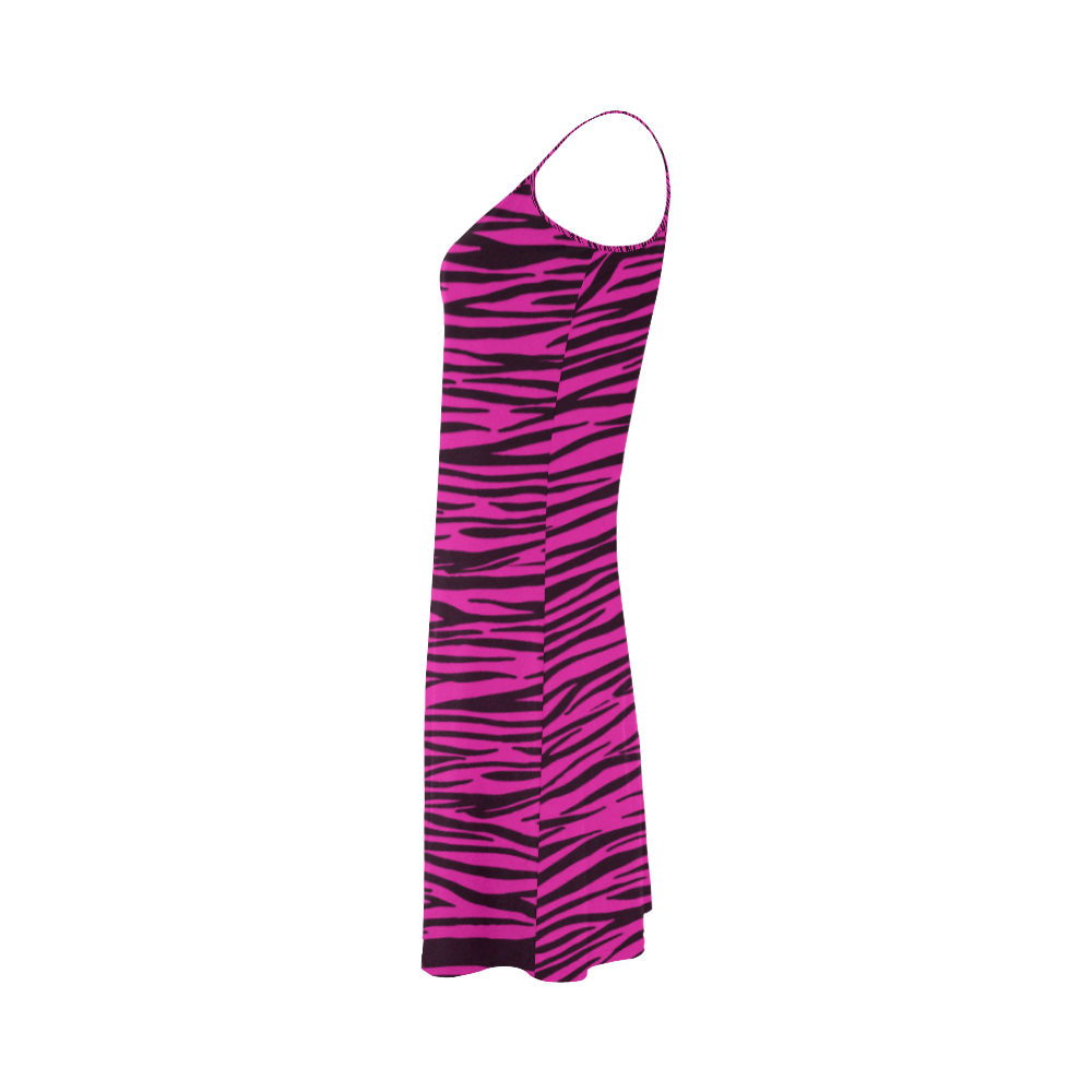 Hot Pink Zebra Stripes Alcestis Slip Dress (Model D05)