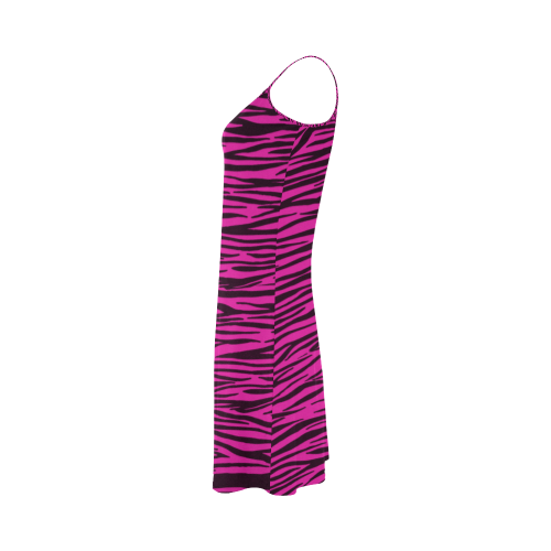 Hot Pink Zebra Stripes Alcestis Slip Dress (Model D05)