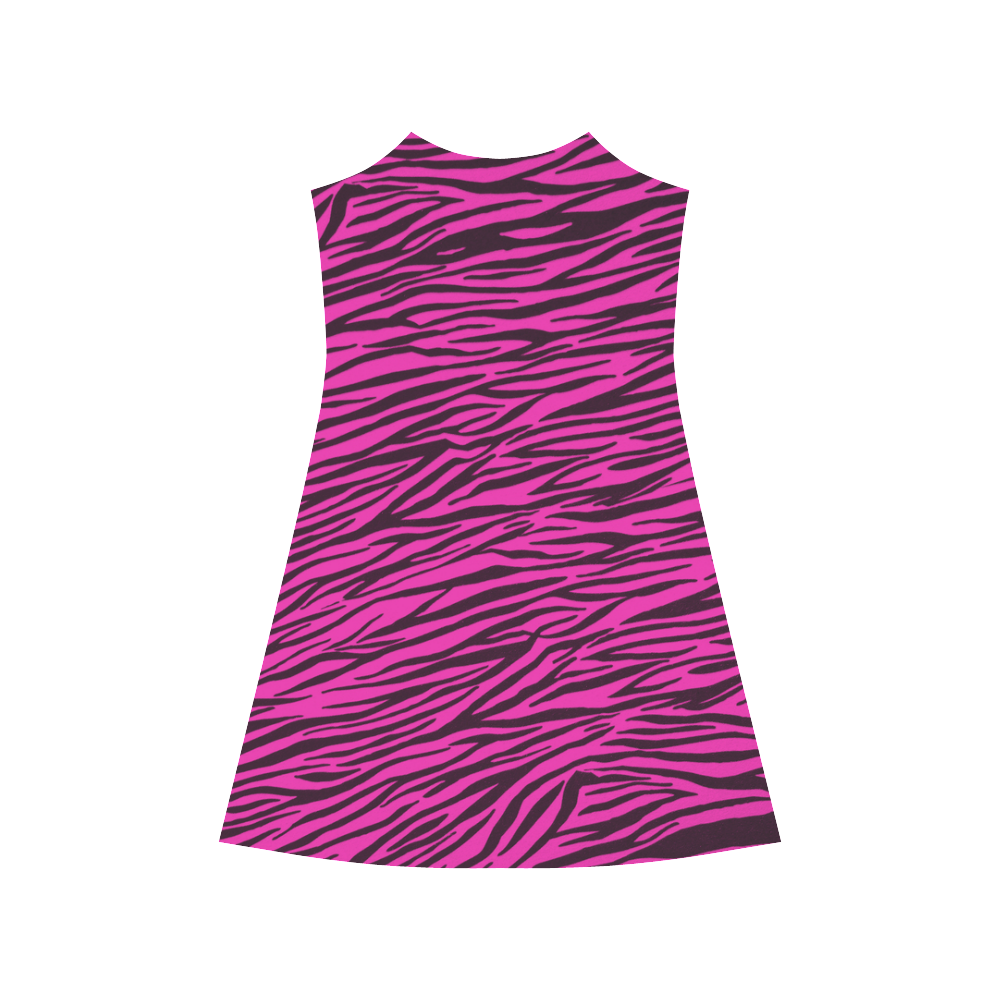 Hot Pink Zebra Stripes Alcestis Slip Dress (Model D05)