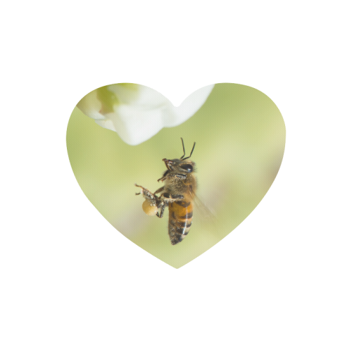 Macro of Bee in Flight Heart-shaped Mousepad