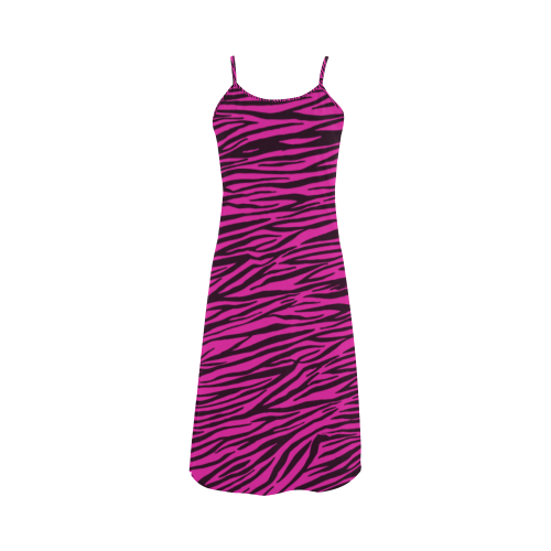 Hot Pink Zebra Stripes Alcestis Slip Dress (Model D05)