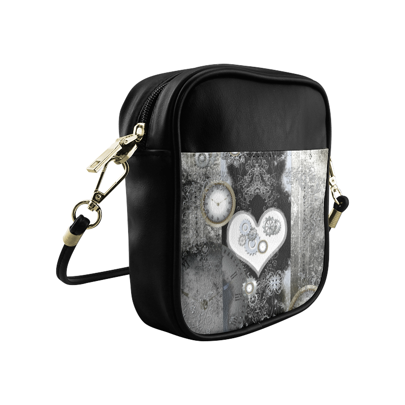Steampunk, heart, clocks and gears Sling Bag (Model 1627)