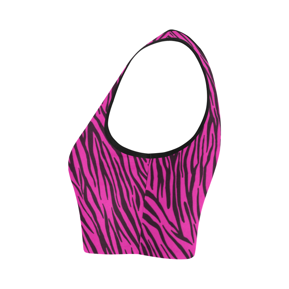 Hot Pink Zebra Stripes Women's Crop Top (Model T42)