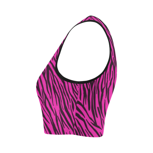 Hot Pink Zebra Stripes Women's Crop Top (Model T42)