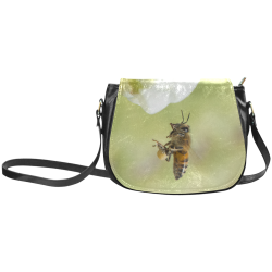 Macro of Bee in Flight Classic Saddle Bag/Small (Model 1648)