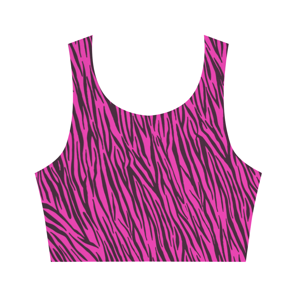 Hot Pink Zebra Stripes Women's Crop Top (Model T42)