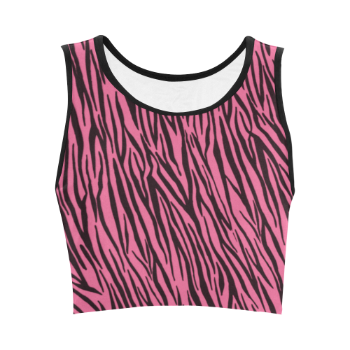 Pale Pink Zebra Stripes Women's Crop Top (Model T42)