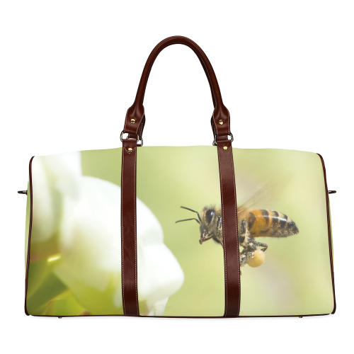 Macro of Bee in Flight Waterproof Travel Bag/Large (Model 1639)