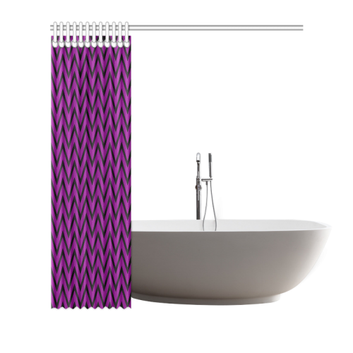 Black and Purple Chevron Shower Curtain 72"x72"