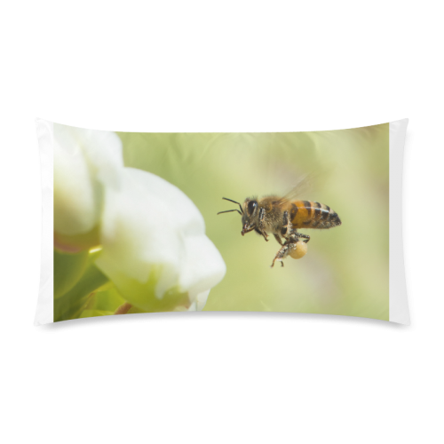 Macro of Bee in Flight Custom Rectangle Pillow Case 20"x36" (one side)