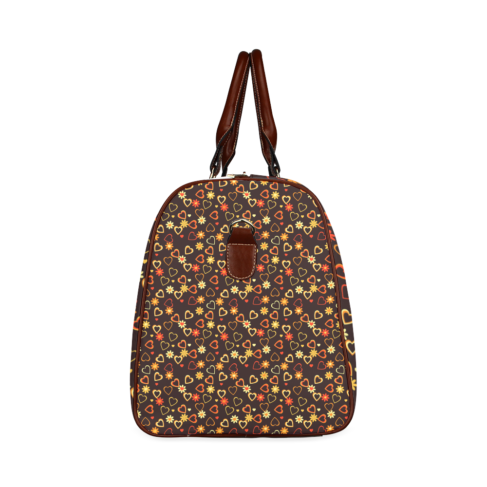 Hearts And Flowers Waterproof Travel Bag/Large (Model 1639)